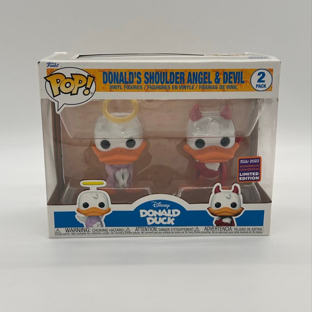 Funko Pop Disney Donald's Shoulder Angel & Devil 2 Pack 2022 Wondrous Convention